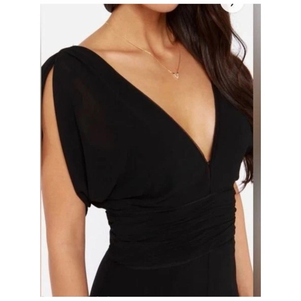 Bariano‎ Australia Black Corinne V-Neck Drape Sleeve Full Length Gown Size XL - Picture 4 of 16
